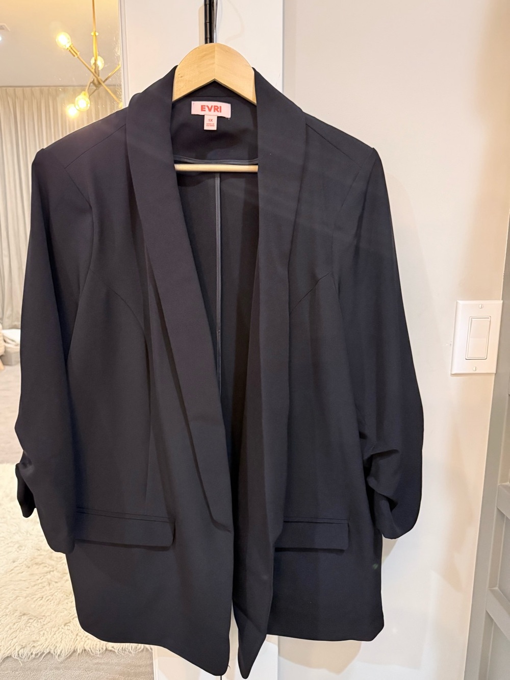 EVRI Black Open-Front Draped Blazer Size 1X NWOT